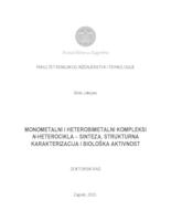 prikaz prve stranice dokumenta Monometalni i heterobimetalni kompleksi N-heterocikla – sinteza, strukturna karakterizacija i biološka ispitivanja