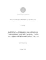 prikaz prve stranice dokumenta Raspodjela organskih onečišćujućih tvari u zraku, ukupnoj taložnoj tvari i tlu u Gradu Zagrebu i njegovoj okolici
