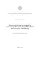prikaz prve stranice dokumenta Mechanochemical strategies for synthesis and modification of functional metal-organic frameworks